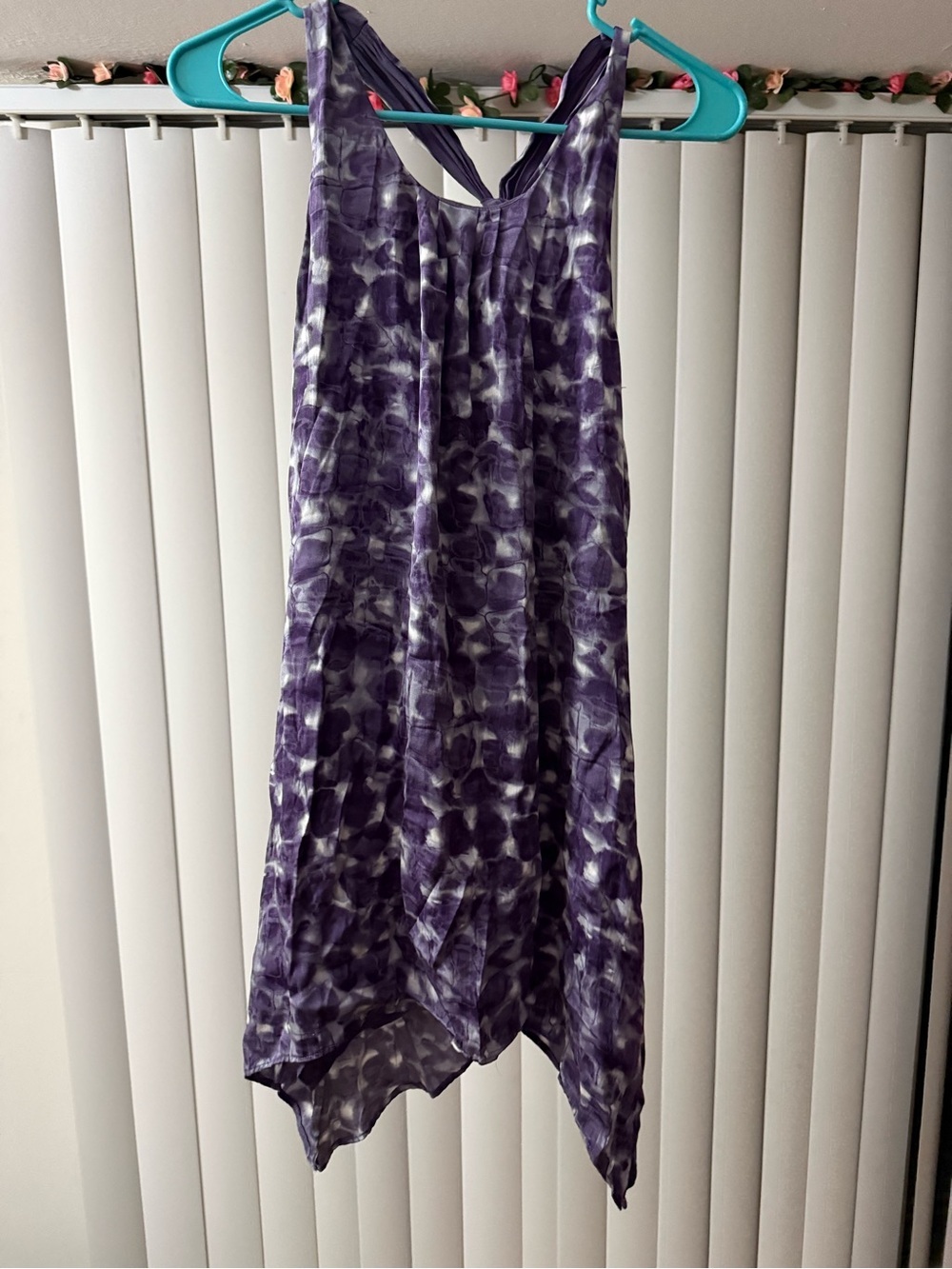 Alice + Olivia Size Small Emma Curved Hem Silk Blend Racerback Tank Dress Purple